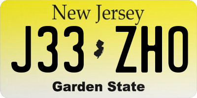 NJ license plate J33ZHO