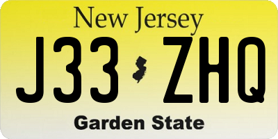 NJ license plate J33ZHQ