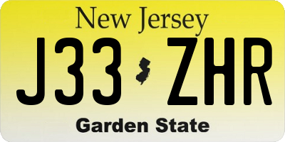 NJ license plate J33ZHR