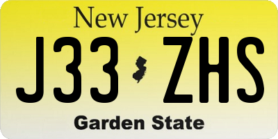 NJ license plate J33ZHS