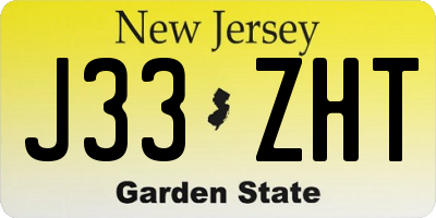 NJ license plate J33ZHT