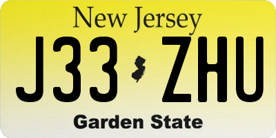 NJ license plate J33ZHU