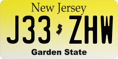 NJ license plate J33ZHW