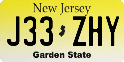NJ license plate J33ZHY