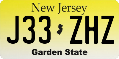 NJ license plate J33ZHZ