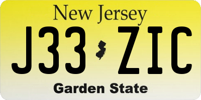 NJ license plate J33ZIC