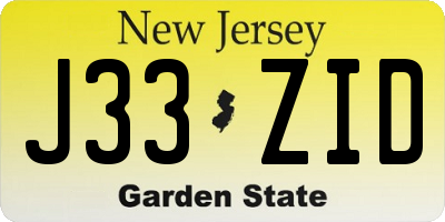 NJ license plate J33ZID