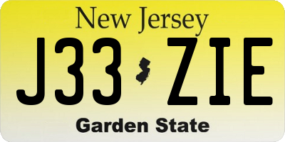 NJ license plate J33ZIE