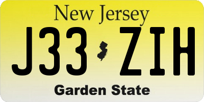 NJ license plate J33ZIH