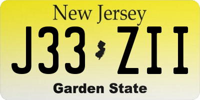 NJ license plate J33ZII