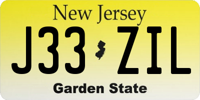 NJ license plate J33ZIL