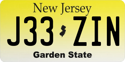 NJ license plate J33ZIN