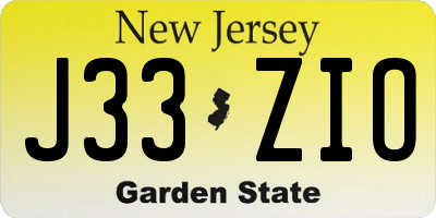 NJ license plate J33ZIO