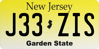 NJ license plate J33ZIS