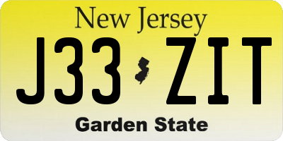 NJ license plate J33ZIT