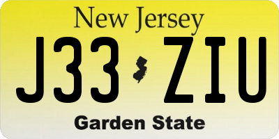 NJ license plate J33ZIU