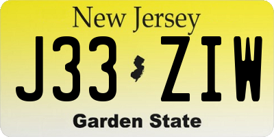 NJ license plate J33ZIW