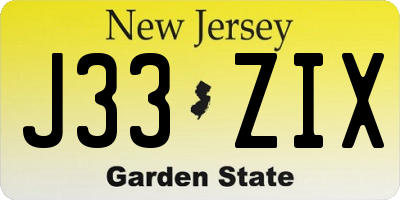 NJ license plate J33ZIX