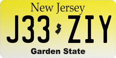 NJ license plate J33ZIY