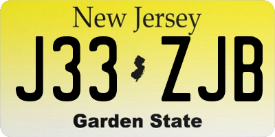 NJ license plate J33ZJB