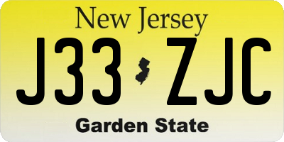 NJ license plate J33ZJC