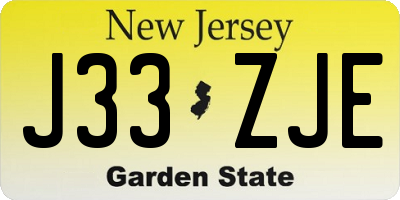 NJ license plate J33ZJE