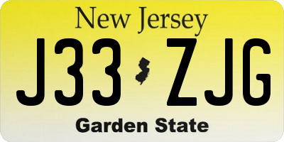 NJ license plate J33ZJG