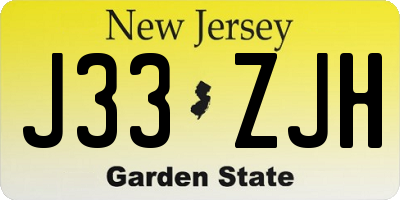 NJ license plate J33ZJH