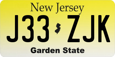 NJ license plate J33ZJK