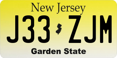 NJ license plate J33ZJM