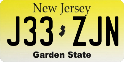 NJ license plate J33ZJN