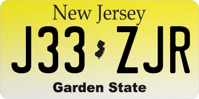 NJ license plate J33ZJR