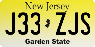 NJ license plate J33ZJS