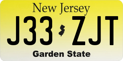 NJ license plate J33ZJT