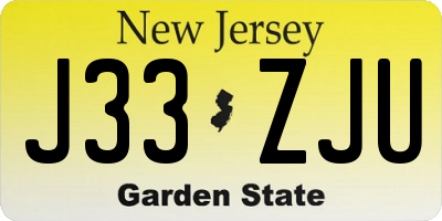 NJ license plate J33ZJU