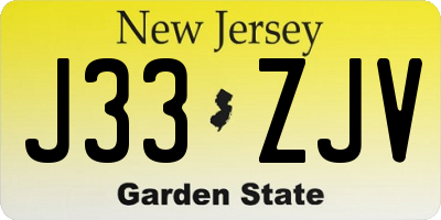 NJ license plate J33ZJV