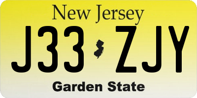 NJ license plate J33ZJY