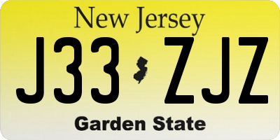 NJ license plate J33ZJZ