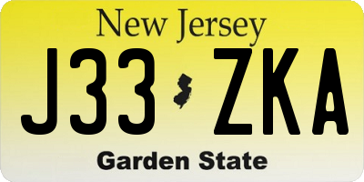 NJ license plate J33ZKA