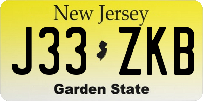 NJ license plate J33ZKB