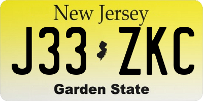NJ license plate J33ZKC