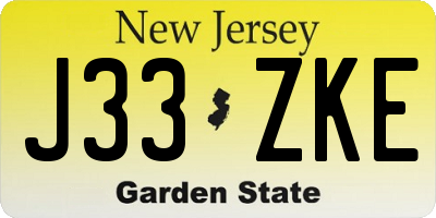 NJ license plate J33ZKE