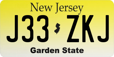 NJ license plate J33ZKJ