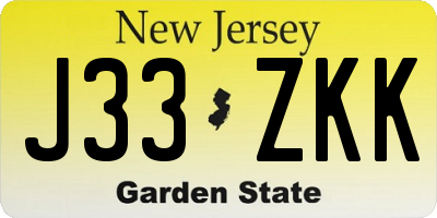 NJ license plate J33ZKK