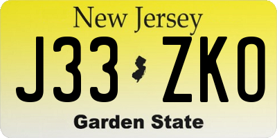 NJ license plate J33ZKO