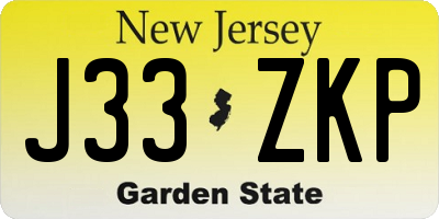 NJ license plate J33ZKP