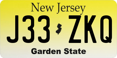 NJ license plate J33ZKQ