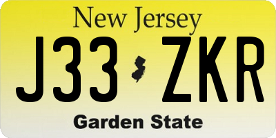 NJ license plate J33ZKR