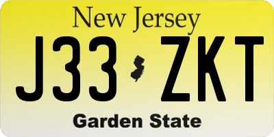 NJ license plate J33ZKT
