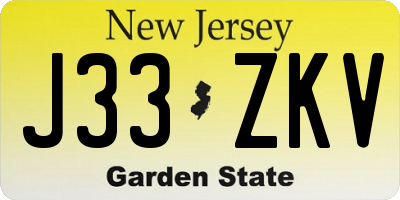 NJ license plate J33ZKV